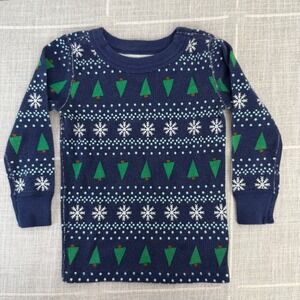 Moon and Back Hanna Andersson 12-18 Months Christmas Tree Blue Long Sleeve Shirt
